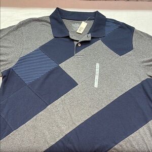 Old Navy Men's Gray and Blue Polo Shirt